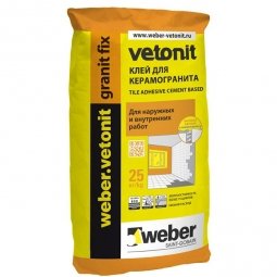 Клей Weber.Vetonit Granit Fix для керамогранита для наружных и внутренних работ 25кг