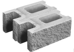 Заборный блок колотый, стеновой утолщенный, 380х380х140мм, серый