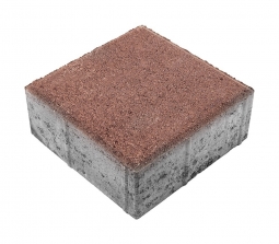 Тротуарная плитка Берит Квадрат Коричневая 200х200х80 на сером цементе