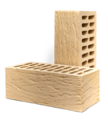 Кирпич лицевой керамический «Слоновая кость» «Рустик» пустотелый утолщенный