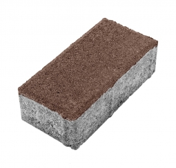 Тротуарная плитка Берит Прямоугольник Коричневая 200х100х60 без фаски на сером цементе