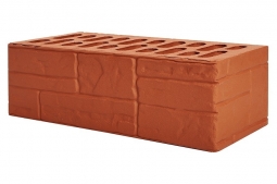 Кирпич лицевой керамический Красный «Ломаный камень» пустотелый полуторный